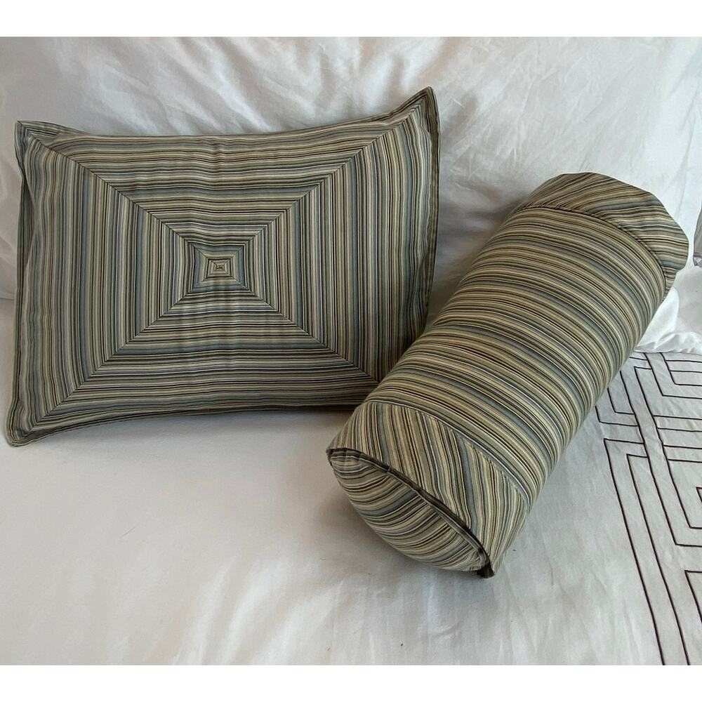 Peacock Alley Pair of‎ Striped Throw Pillows, One Feather